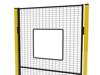 black rubber edge strip on mesh panel for machine guarding